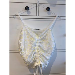 Zara daisy scrunch shirt with tie